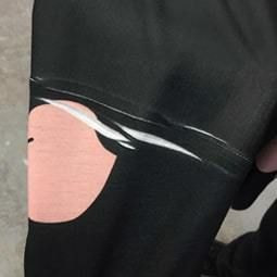 White streaks along the shoulder seam of a sublimation shirt